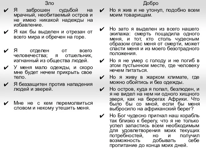 Зло Я заброшен судьбой на мрачный, необитаемый остров и не