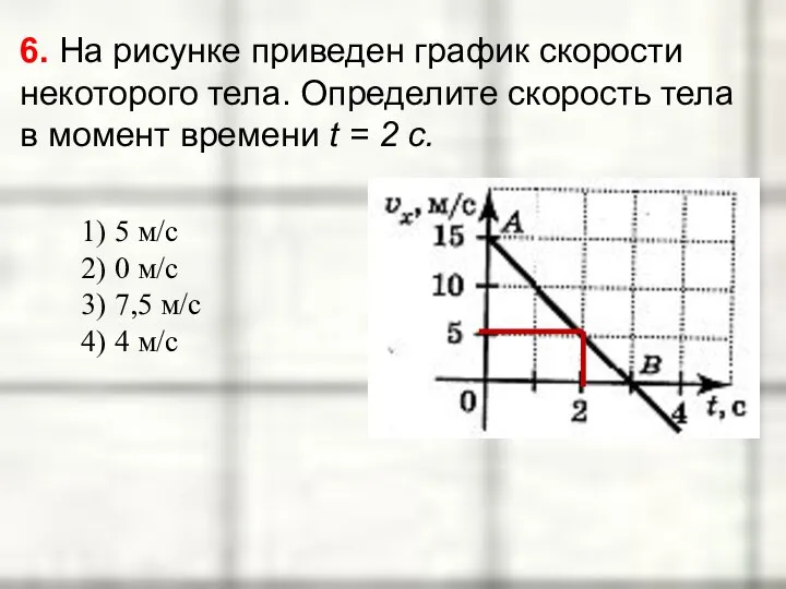 6. На рисунке приведен график скорости некоторого тела. Определите скорость