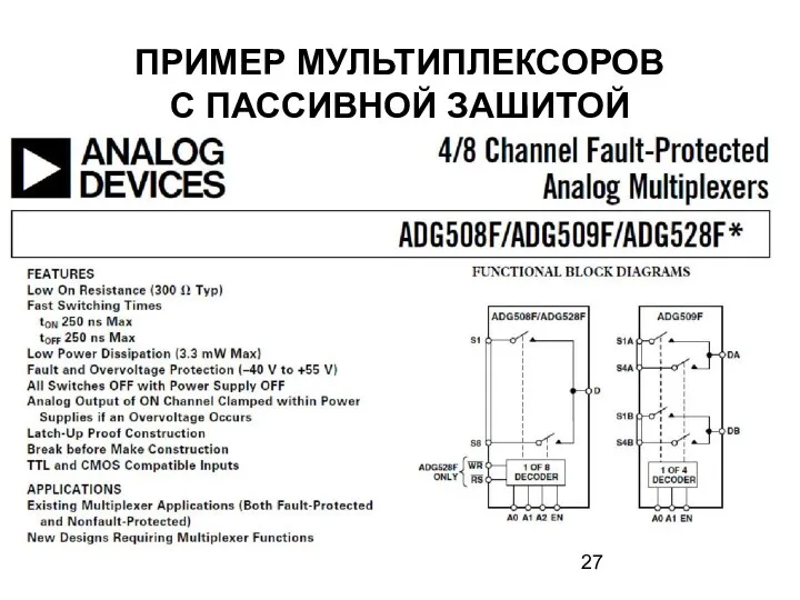 ПРИМЕР МУЛЬТИПЛЕКСОРОВ С ПАССИВНОЙ ЗАШИТОЙ