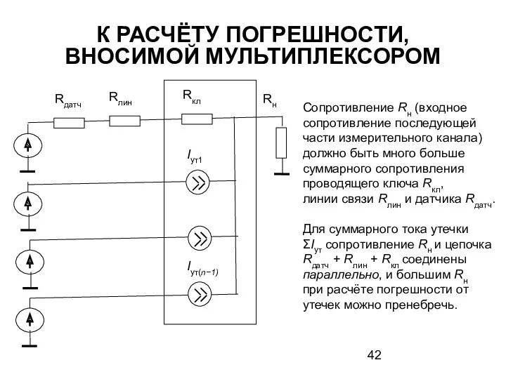 К РАСЧЁТУ ПОГРЕШНОСТИ, ВНОСИМОЙ МУЛЬТИПЛЕКСОРОМ Сопротивление Rн (входное сопротивление последующей