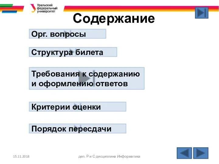 Содержание 15.11.2018 деп. Р и С дисциплина Информатика Орг. вопросы