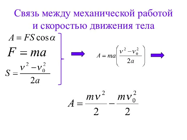 Связь между механической работой и скоростью движения тела