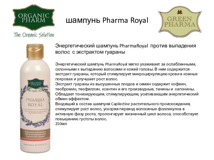 шампунь Pharma Royal Энергетический шампунь PharmaRoyal против выпадения волос с