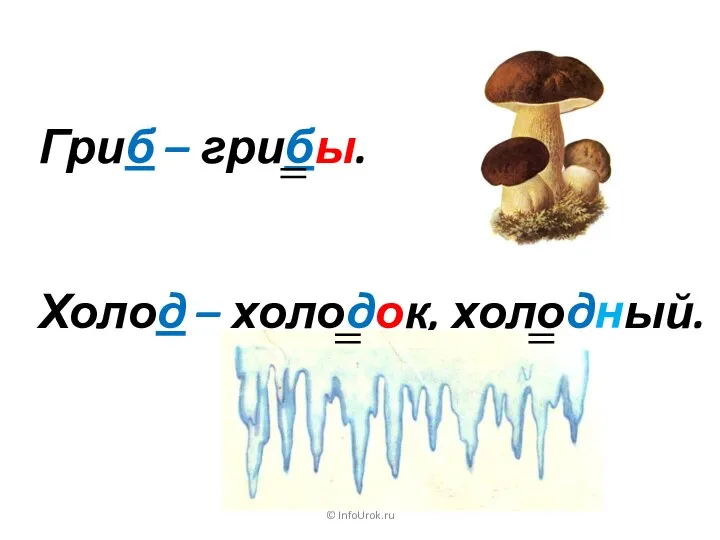 © InfoUrok.ru Гриб – грибы. Холод – холодок, холодный.