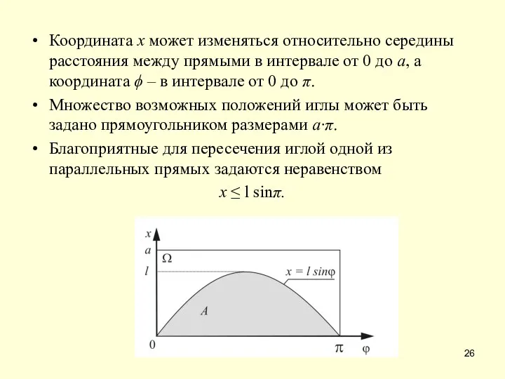 Координата x может изменяться относительно середины расстояния между прямыми в