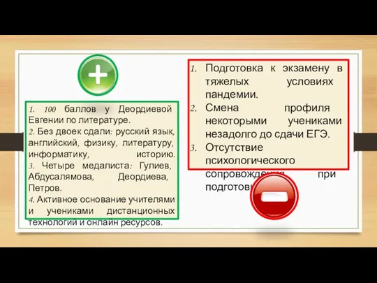 1. 100 баллов у Деордиевой Евгении по литературе. 2. Без