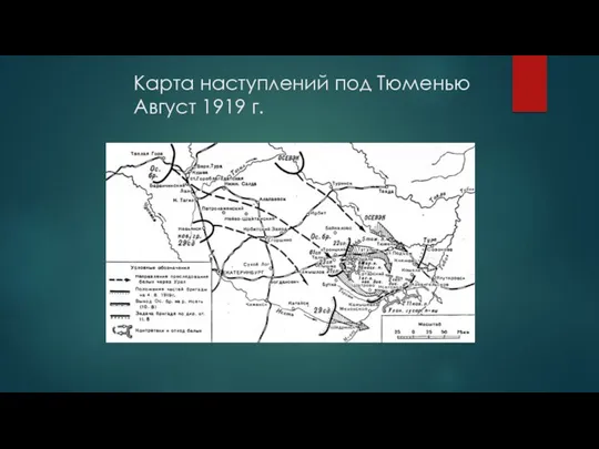 Карта наступлений под Тюменью Август 1919 г.