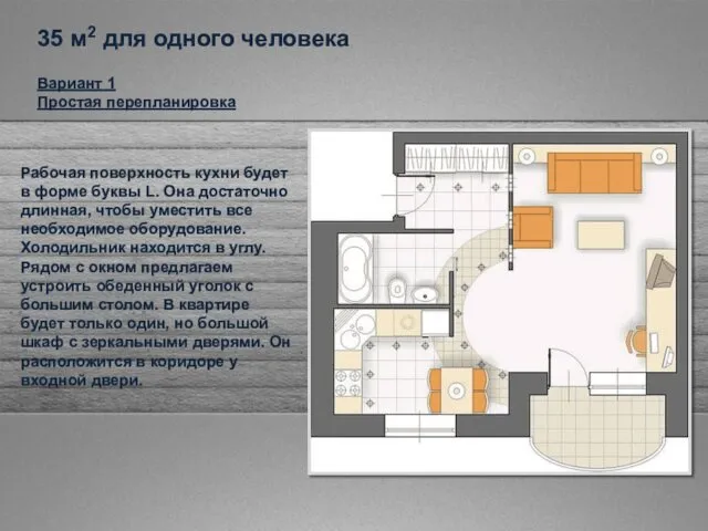 Рабочая поверхность кухни будет в форме буквы L. Она достаточно