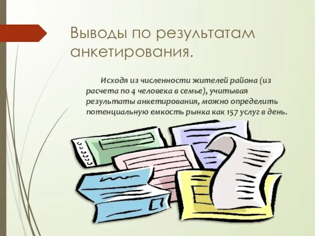 Выводы по результатам анкетирования. Исходя из численности жителей района (из