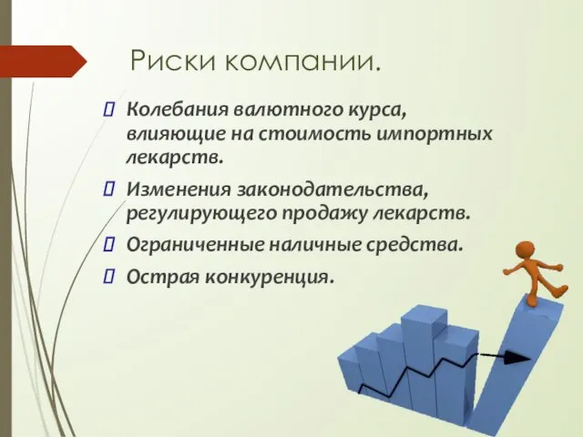 Риски компании. Колебания валютного курса, влияющие на стоимость импортных лекарств.