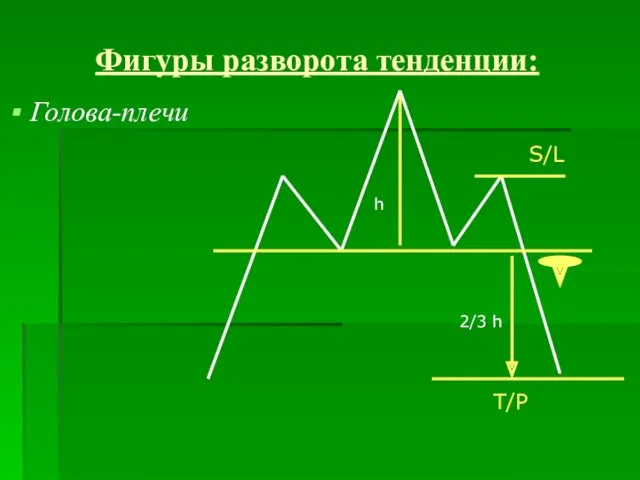 Фигуры разворота тенденции: Голова-плечи h 2/3 h S/L T/P