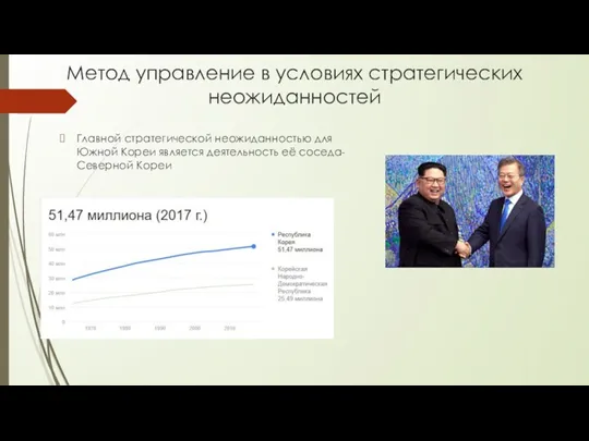 Метод управление в условиях стратегических неожиданностей Главной стратегической неожиданностью для