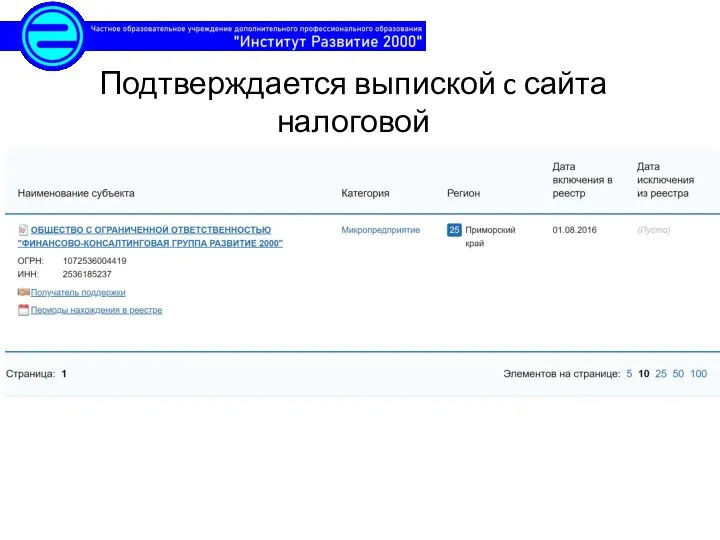 Подтверждается выпиской c сайта налоговой