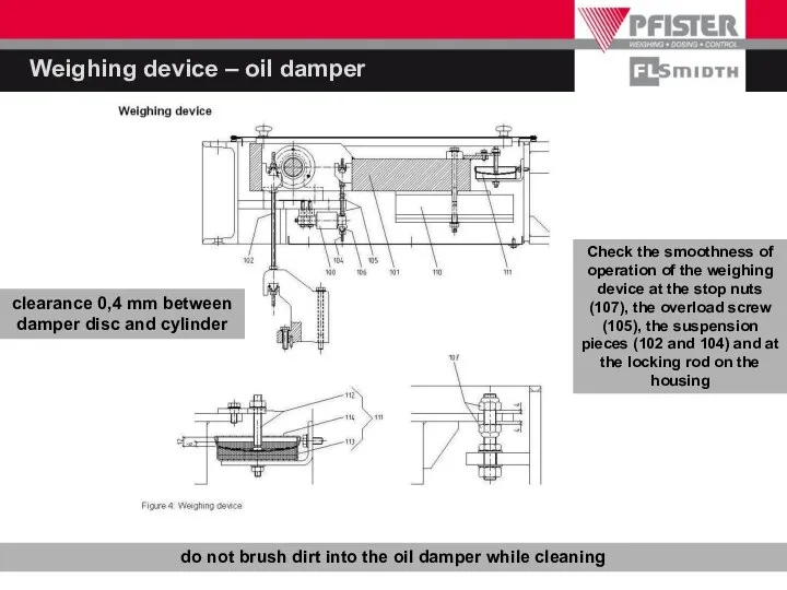 Weighing device – oil damper do not brush dirt into