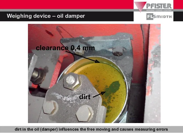 Weighing device – oil damper dirt in the oil (damper)