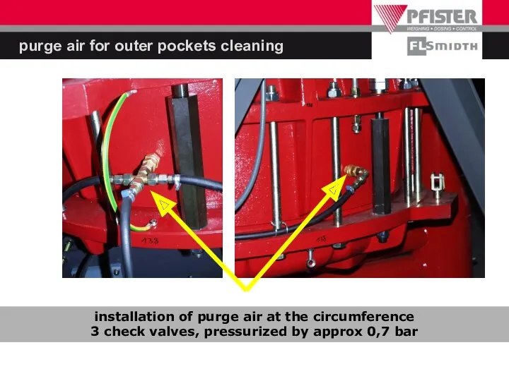 purge air for outer pockets cleaning installation of purge air