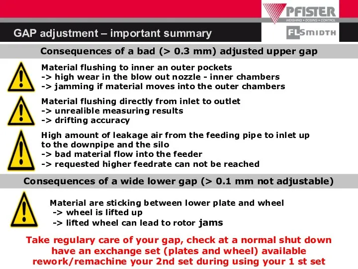 Consequences of a bad (> 0.3 mm) adjusted upper gap