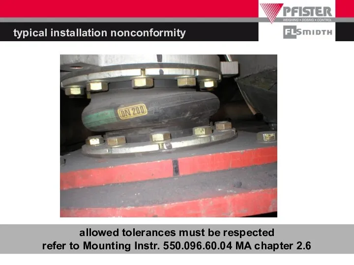 typical installation nonconformity allowed tolerances must be respected refer to Mounting Instr. 550.096.60.04 MA chapter 2.6