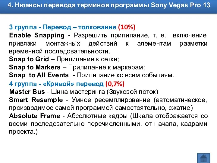 3 группа - Перевод – толкование (10%) Enable Snapping - Разрешить прилипание, т.