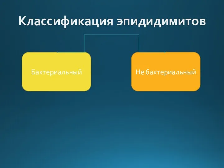 Классификация эпидидимитов Бактериальный Не бактериальный