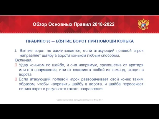 Обзор Основных Правил 2018-2022 ПРАВИЛО 96 — ВЗЯТИЕ ВОРОТ ПРИ