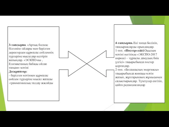 3-тапсырма. «Артық болмас білгенің» айдары мен берілген деректерден құрмалас сөйлемнің