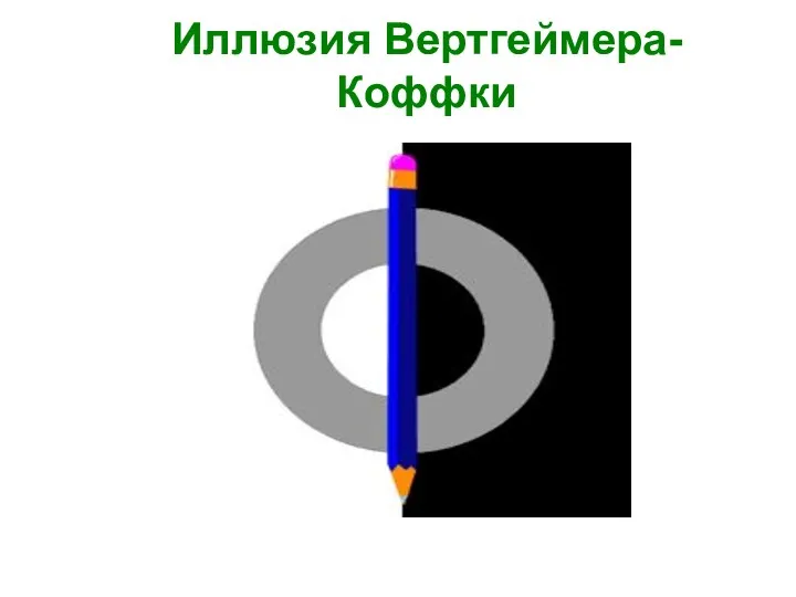 Иллюзия Вертгеймера-Коффки Часть кольца на белом фоне кажется более темной.