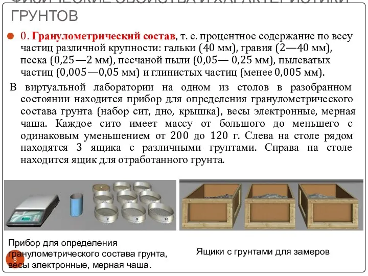 0. Гранулометрический состав, т. е. процентное содержание по весу частиц