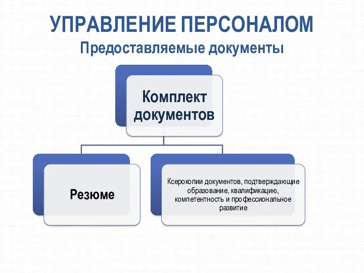 УПРАВЛЕНИЕ ПЕРСОНАЛОМ Предоставляемые документы