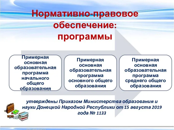 Нормативно-правовое обеспечение: программы утверждены Приказом Министерства образования и науки Донецкой