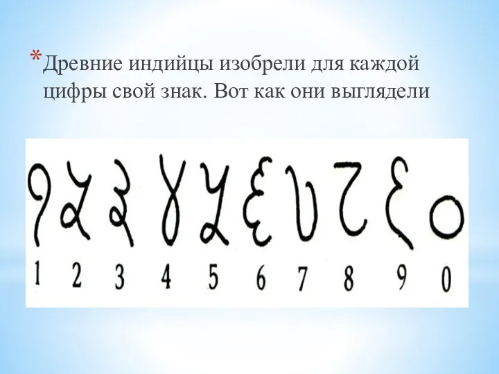 Древние индийцы изобрели для каждой цифры свой знак. Вот как они выглядели