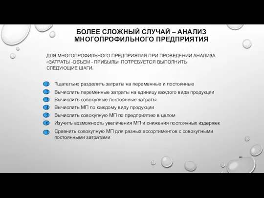 БОЛЕЕ СЛОЖНЫЙ СЛУЧАЙ – АНАЛИЗ МНОГОПРОФИЛЬНОГО ПРЕДПРИЯТИЯ ДЛЯ МНОГОПРОФИЛЬНОГО ПРЕДПРИЯТИЯ