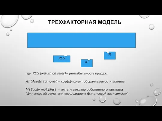 ТРЕХФАКТОРНАЯ МОДЕЛЬ где: ROS (Return on sales) – рентабельность продаж;