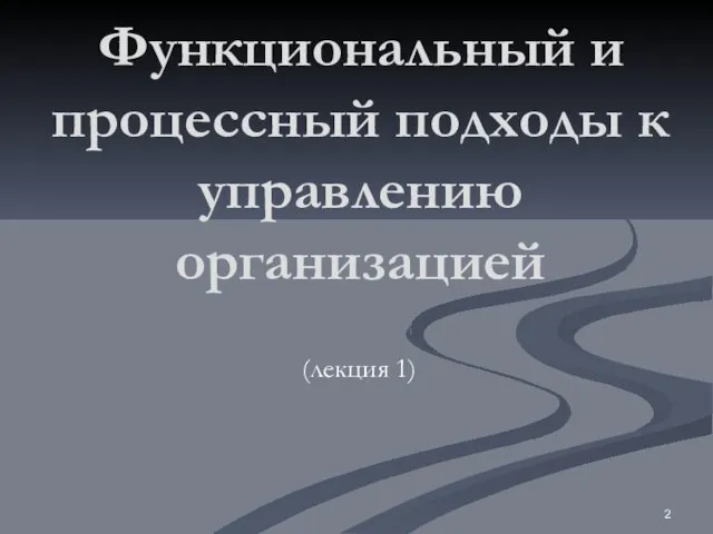 Функциональный и процессный подходы к управлению организацией (лекция 1)