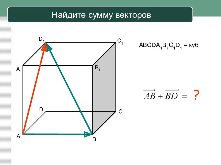 Найдите сумму векторов ABCDA1B1C1D1 – куб А В С D А1 В1 С1 D1 ?