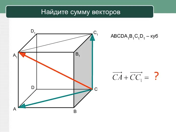 Найдите сумму векторов ABCDA1B1C1D1 – куб А В С D А1 В1 С1 D1 ?