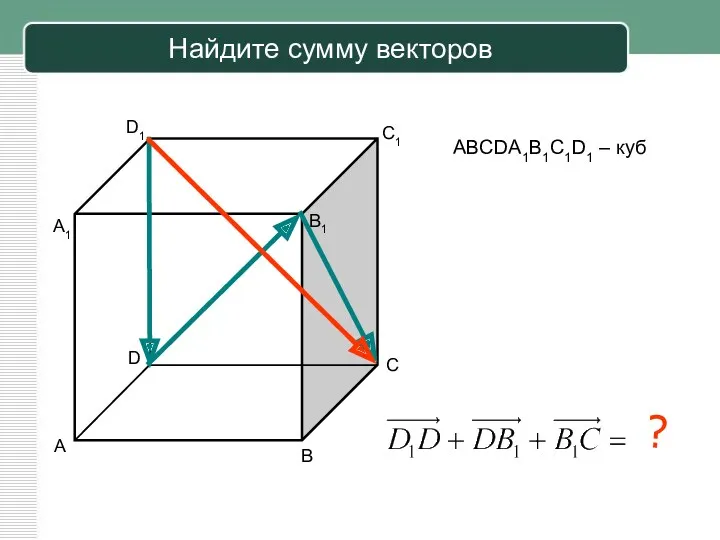 Найдите сумму векторов ABCDA1B1C1D1 – куб А В С D А1 В1 С1 D1 ?