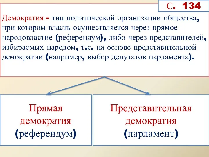 Демократия - тип политической организации общества, при котором власть осуществляется