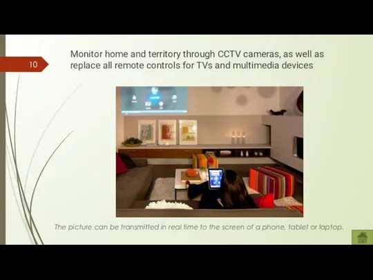 Monitor home and territory through CCTV cameras, as well as