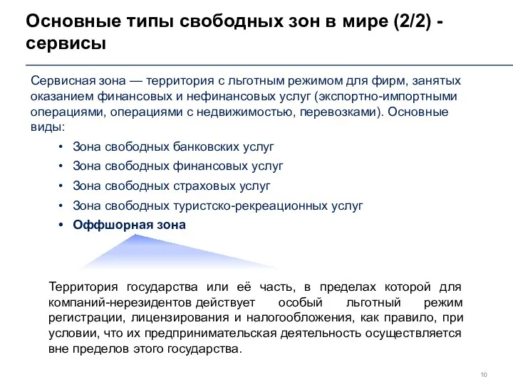 Основные типы свободных зон в мире (2/2) - сервисы Сервисная