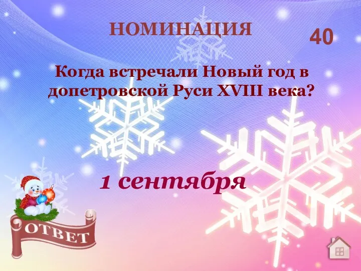 Когда встречали Новый год в допетровской Руси XVIII века? НОМИНАЦИЯ 40 1 сентября