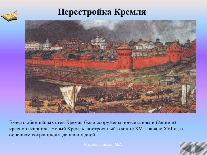 * Крушельницкая М.А. Вместо обветшалых стен Кремля были сооружены новые