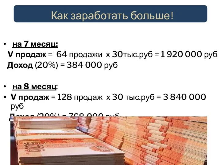 Как заработать больше! на 7 месяц: V продаж = 64