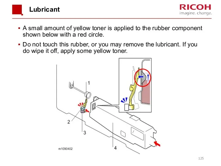 Lubricant A small amount of yellow toner is applied to the rubber component