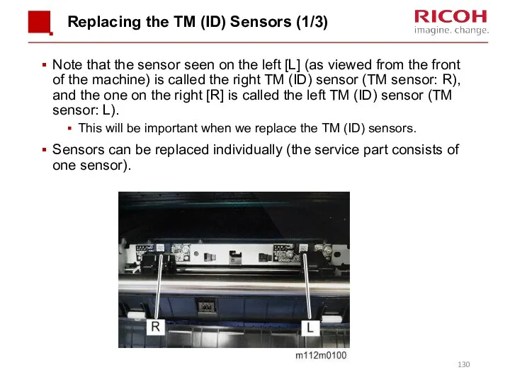 Replacing the TM (ID) Sensors (1/3) Note that the sensor