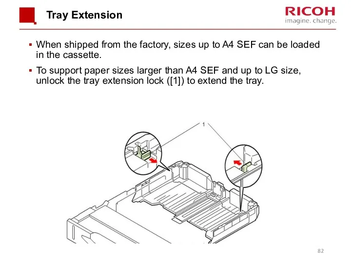 Tray Extension When shipped from the factory, sizes up to A4 SEF can