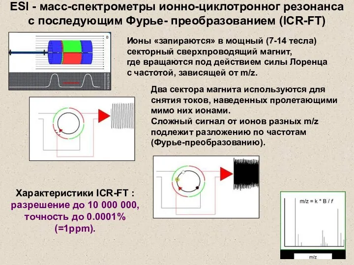 Ионы «запираются» в мощный (7-14 тесла) секторный сверхпроводящий магнит, где