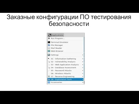 Заказные конфигурации ПО тестирования безопасности