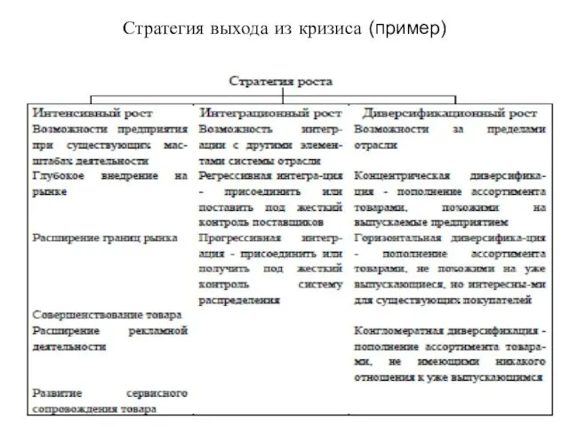 Стратегия выхода из кризиса (пример)