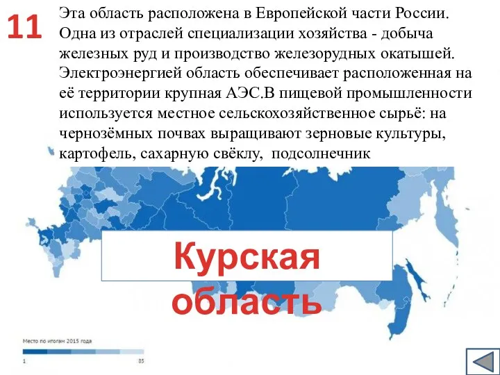 Эта область расположена в Европейской части России. Одна из отраслей